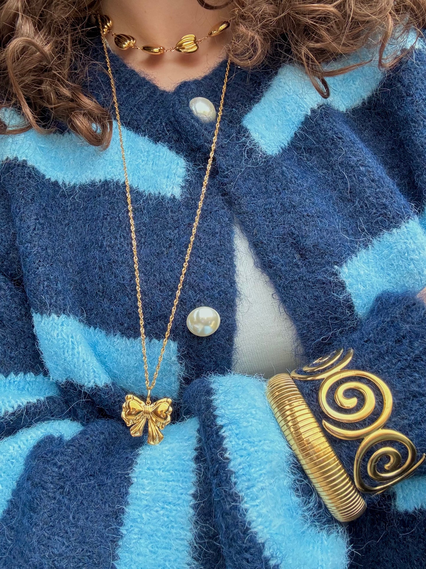 ‘BOW’ lange ketting - goud