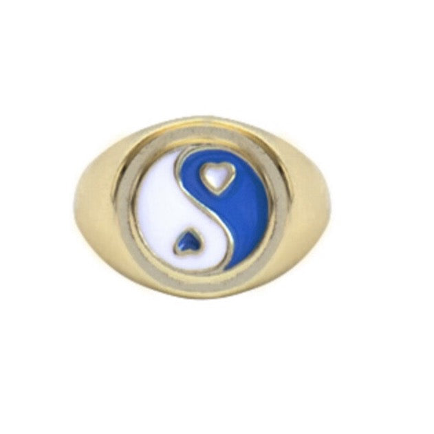 Yin yang ring - goud / zilver