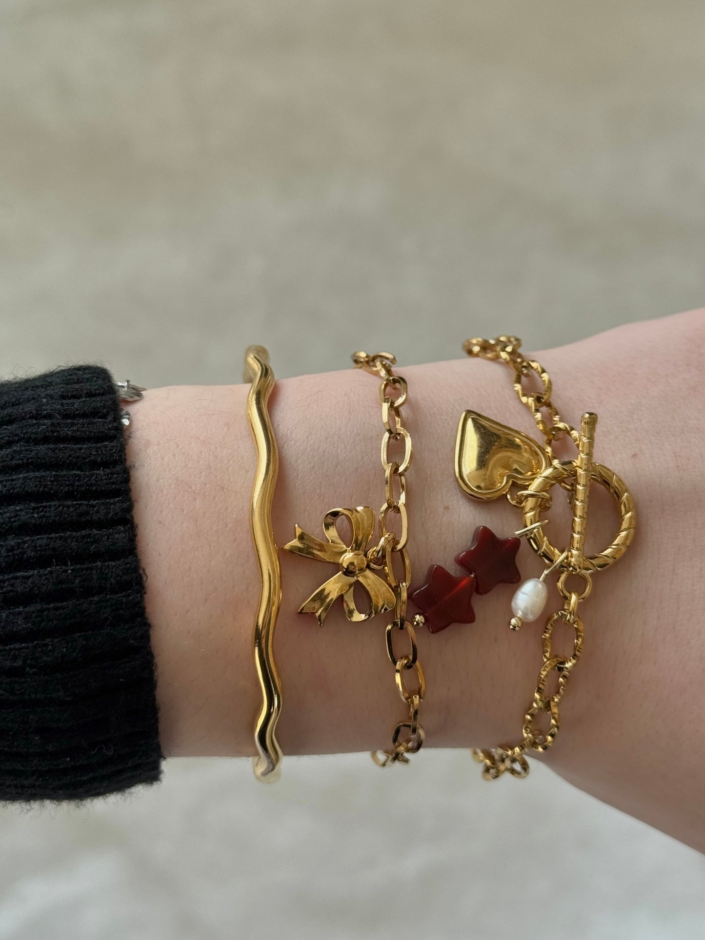 ‘BOW’ armband - goud/zilver