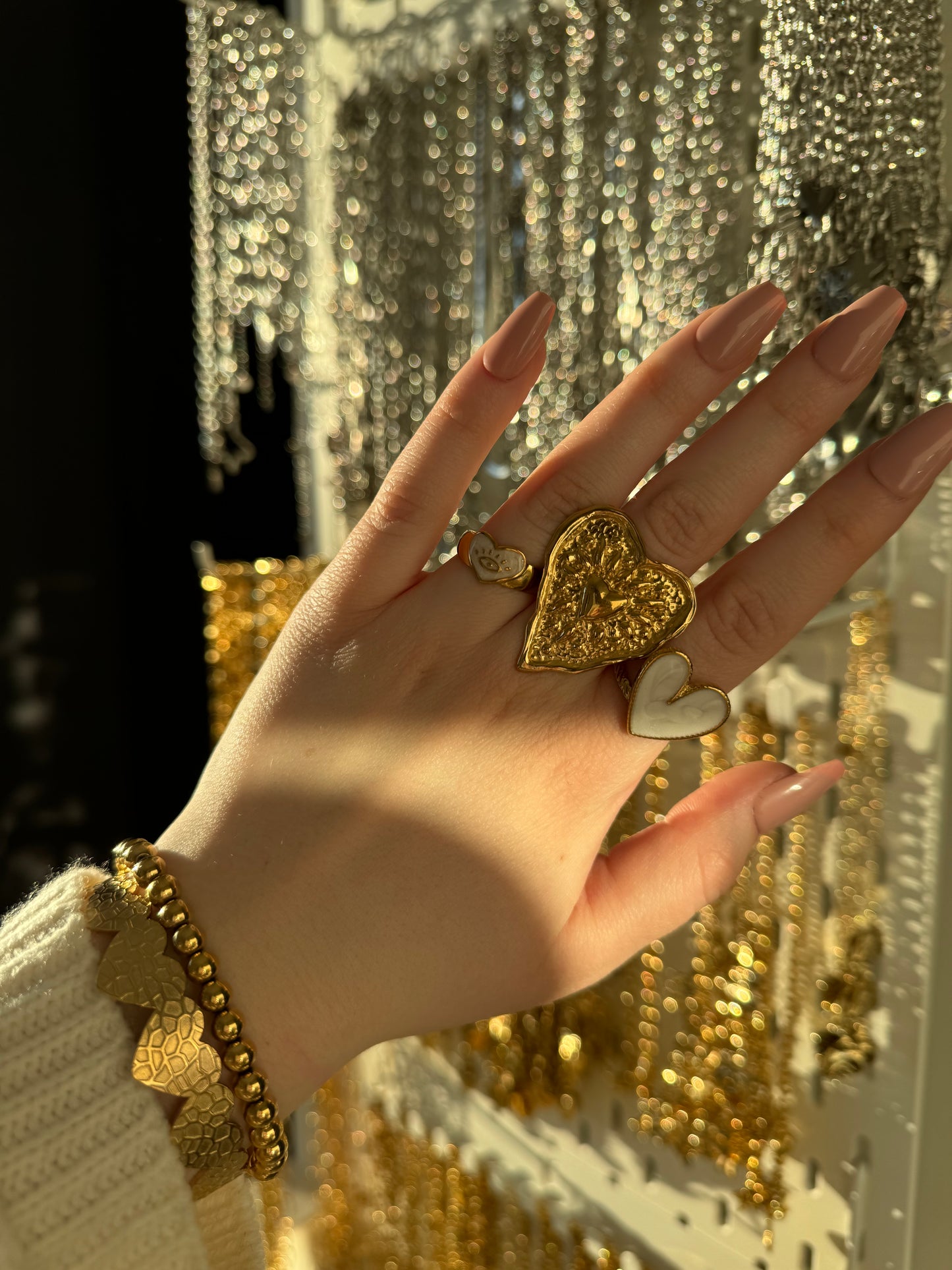 ‘FUNKY HEART’ ring - goud/zilver