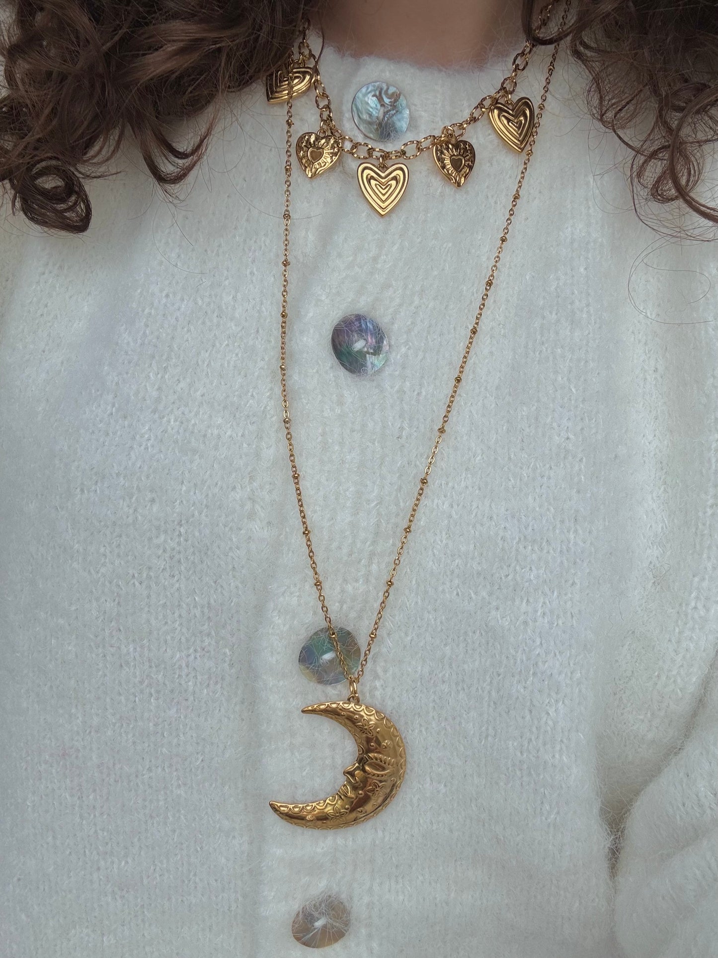 ‘MOON’ lange ketting - goud