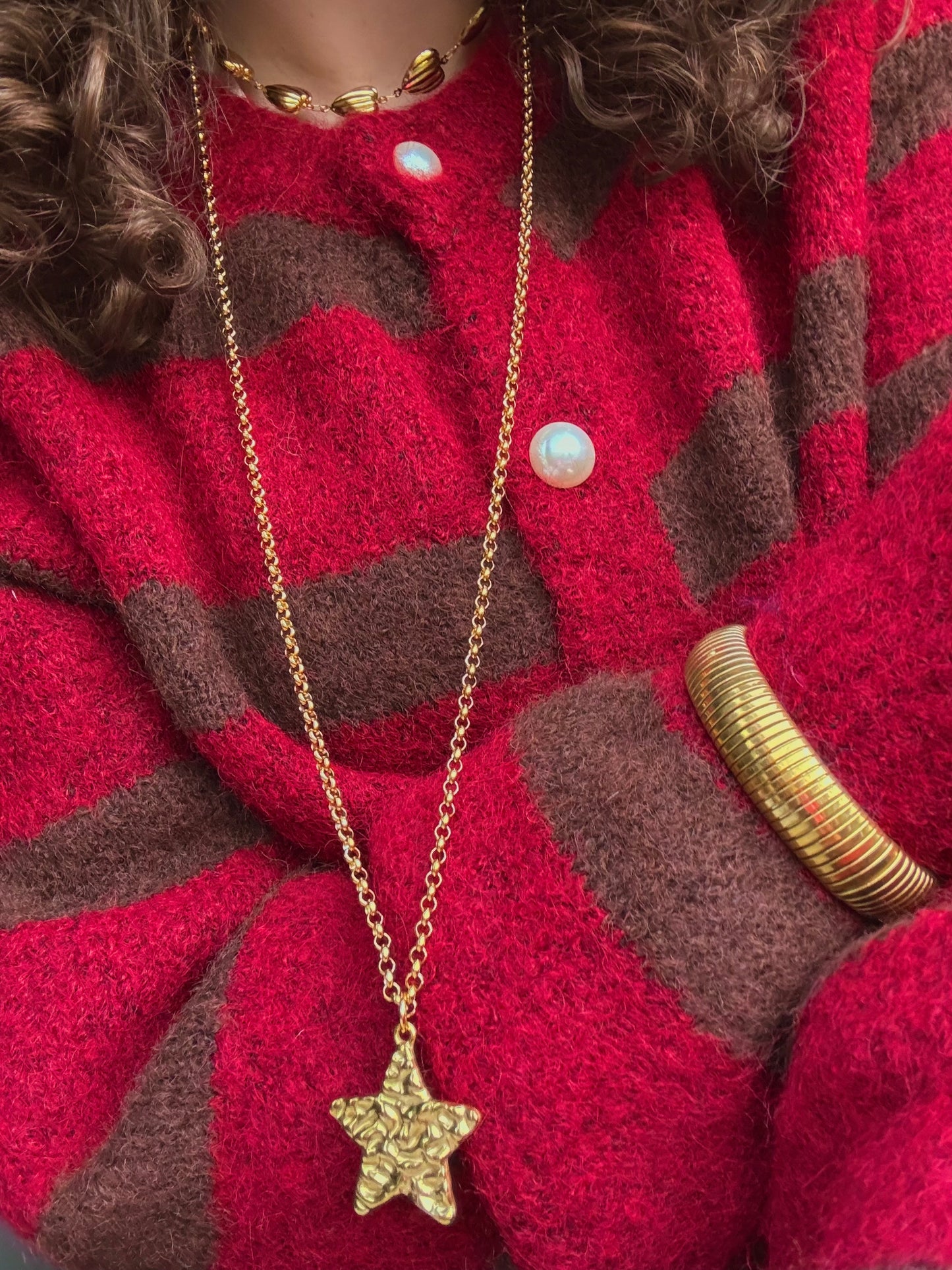 ‘STATEMENT STAR’ lange ketting - goud/zilver