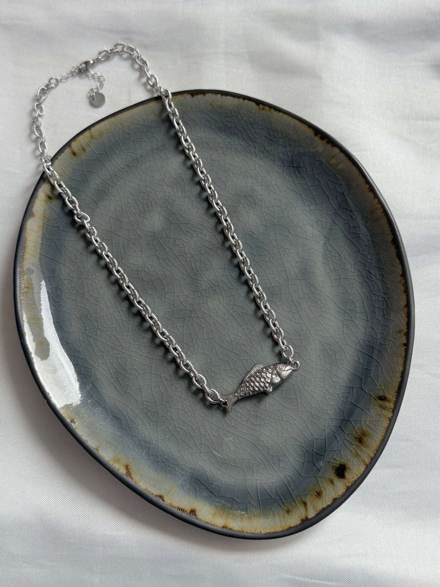 ‘CHUNKY FISH’ ketting - goud/zilver