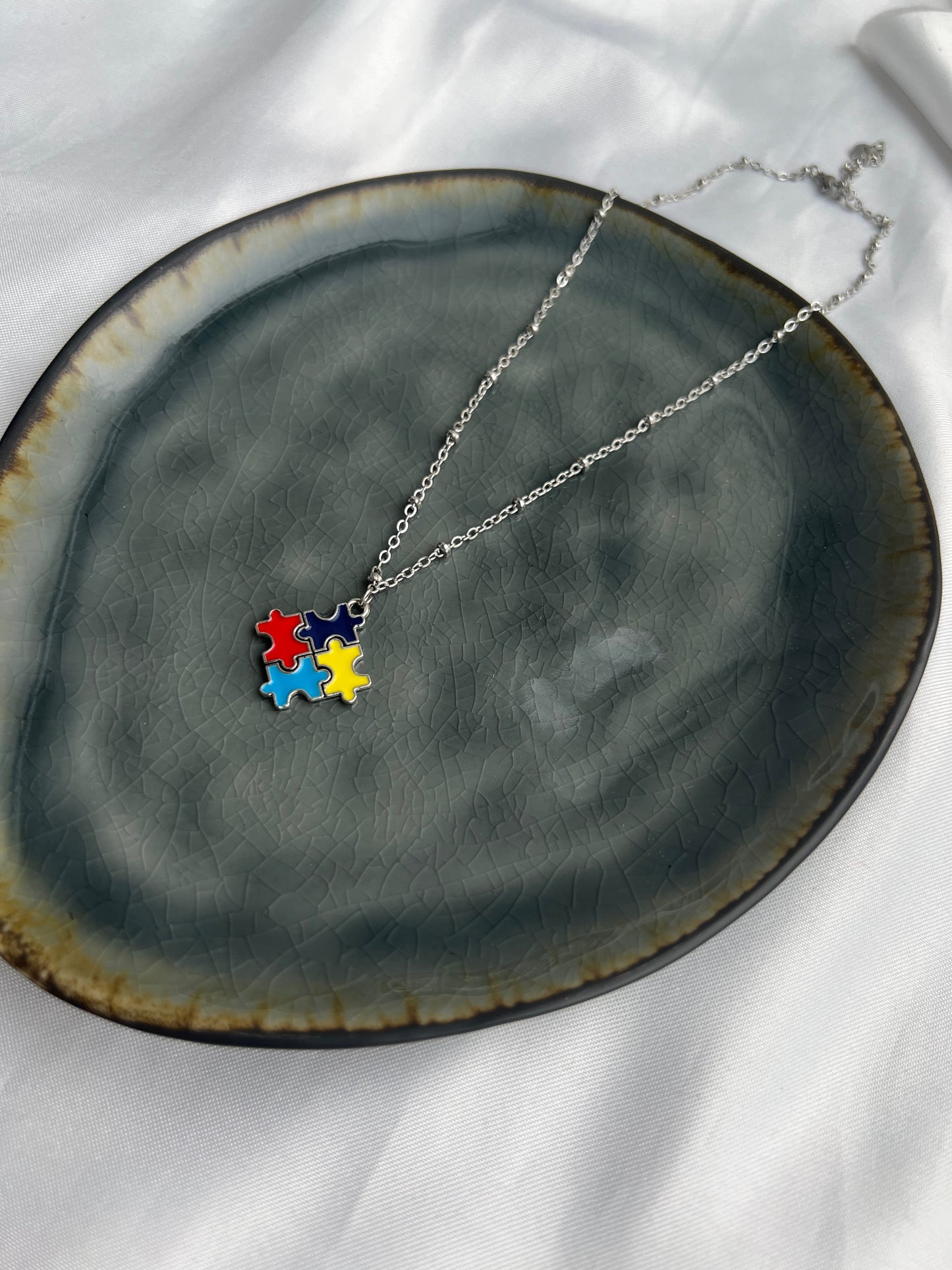 Puzzelstuk (Autisme) ketting - zilver