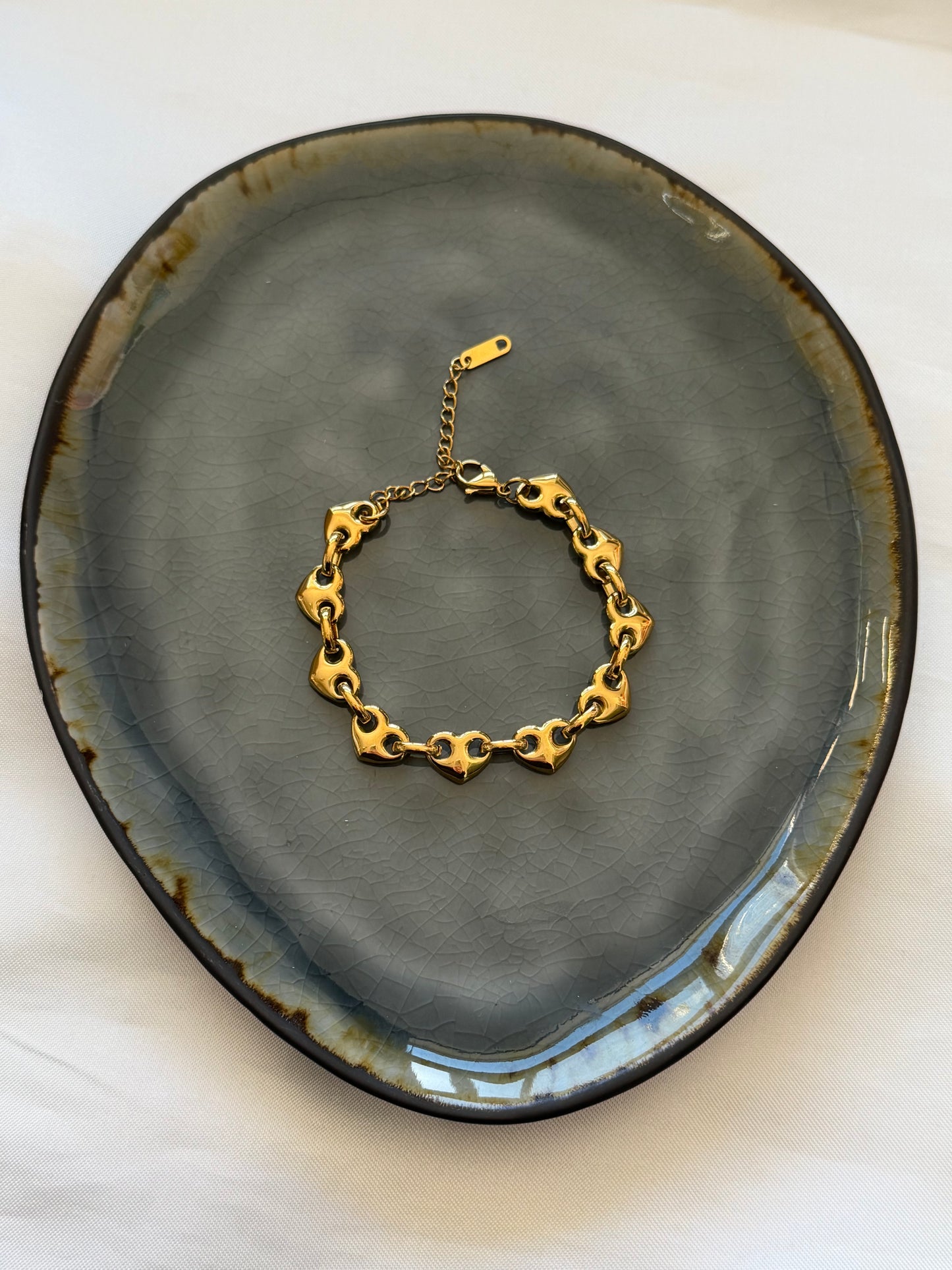 ‘CHUNKY HEART’ armband - goud