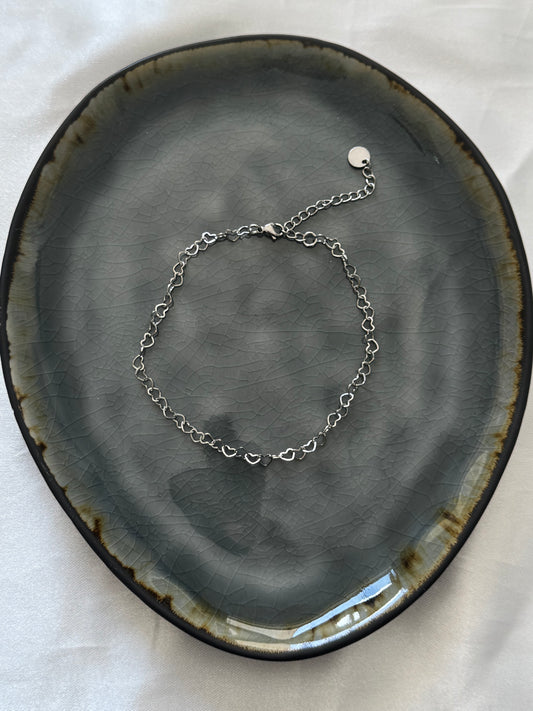 ‘LITTLE HEARTS’ enkelbandje - zilver