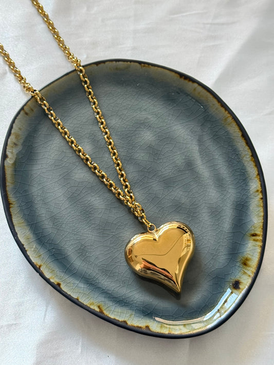 ‘MEGA HEART’ ketting - goud/zilver