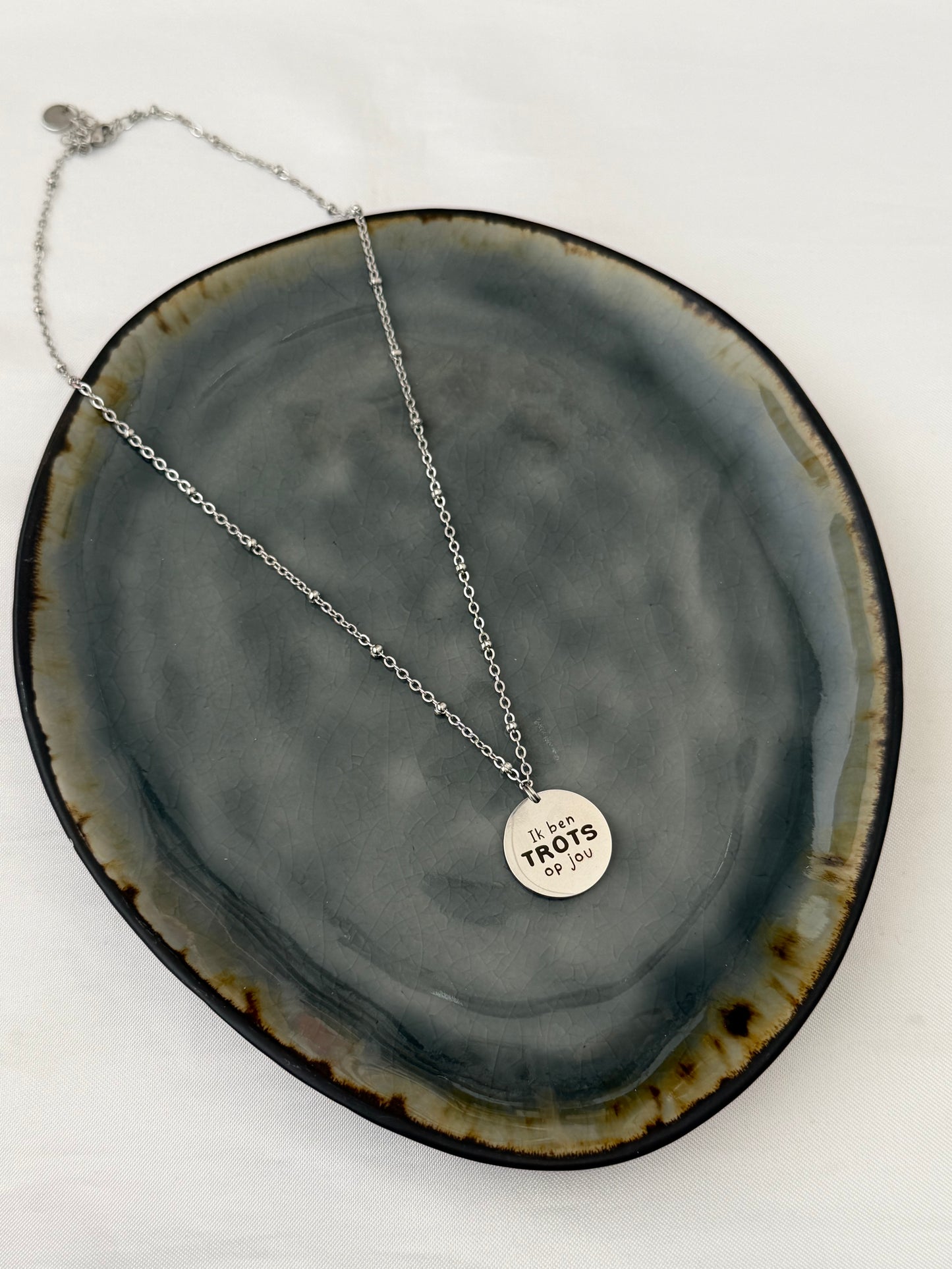 ‘TROTS OP JOU’ ketting - goud/zilver