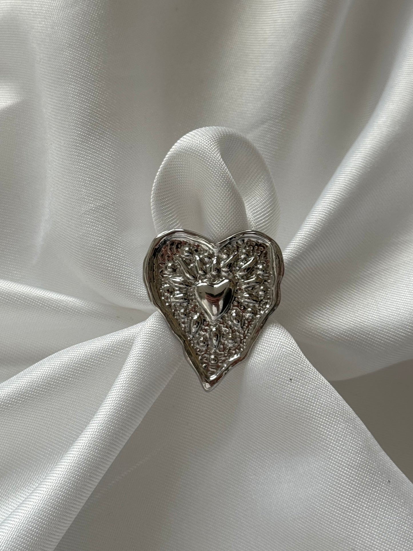 ‘FUNKY HEART’ ring - goud/zilver