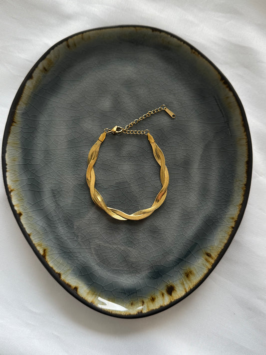 ‘TWISTED VISSENGRAAT’ armbandje - goud/zilver