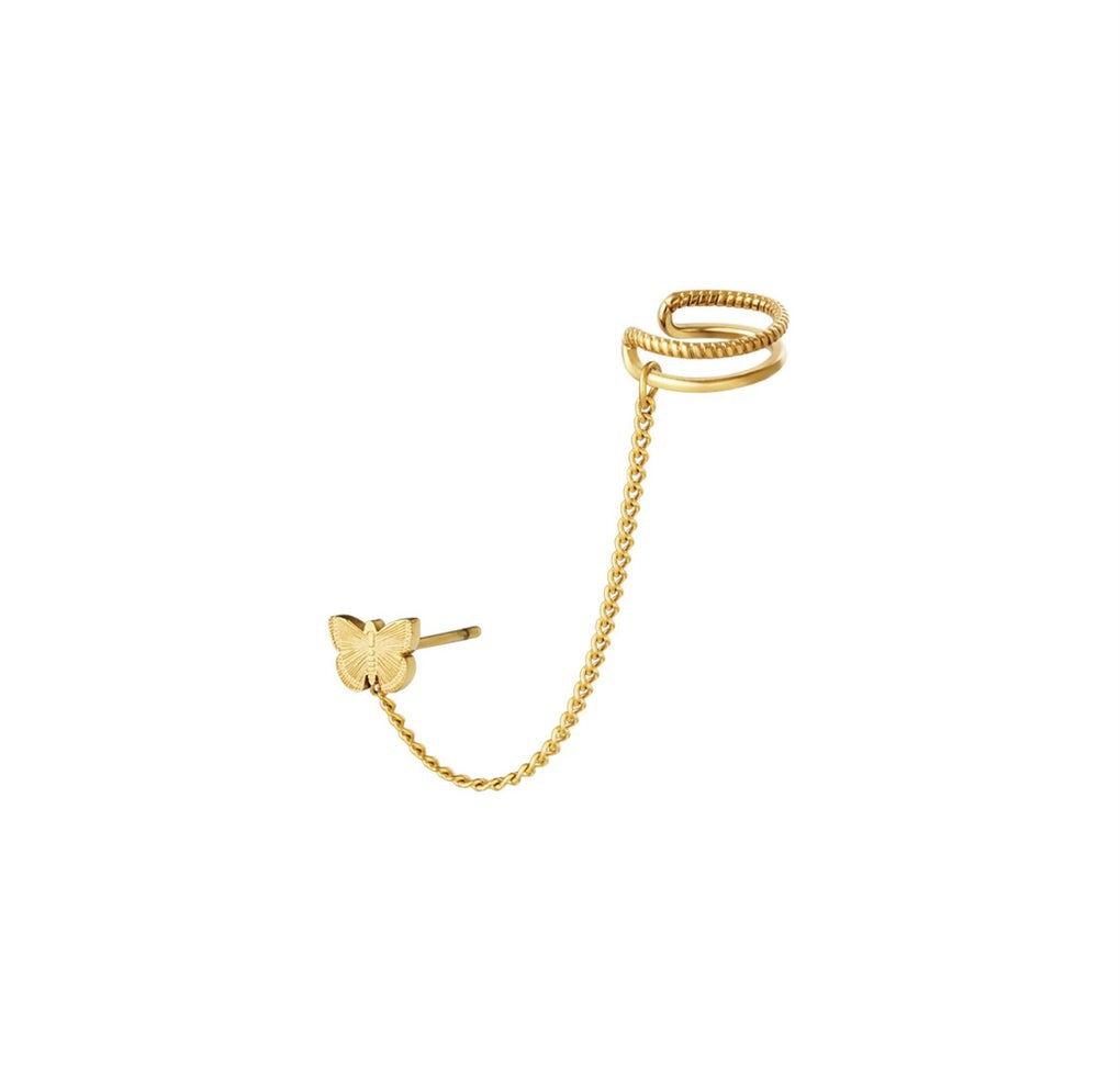 Vlinder earcuff - goud / zilver