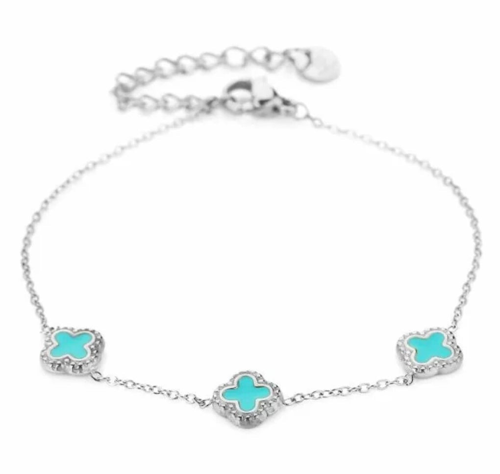 Bo armband turqouise - goud / zilver