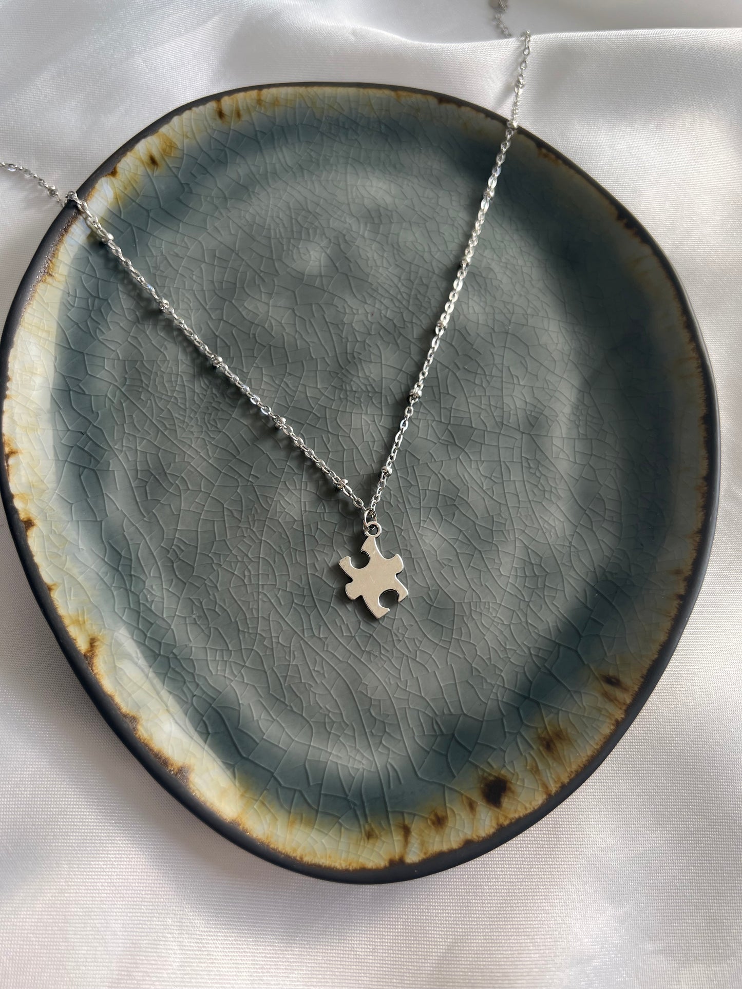 Puzzelstukje (Autisme) ketting - zilver