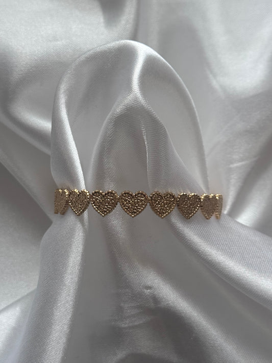 ‘SPARKLE HEARTS’ bangle - goud/zilver