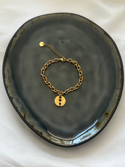 ‘PUNT KOMMA’ armband - goud/zilver