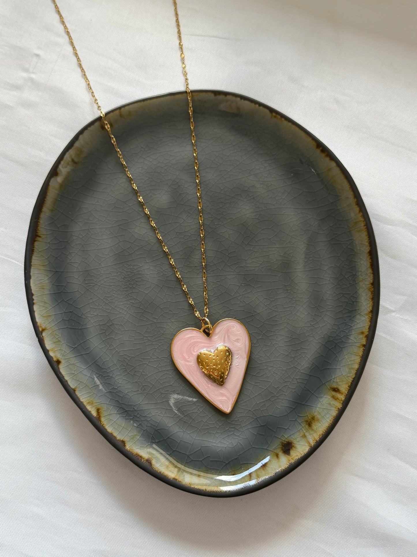 ‘PINK HEART’ ketting - goud