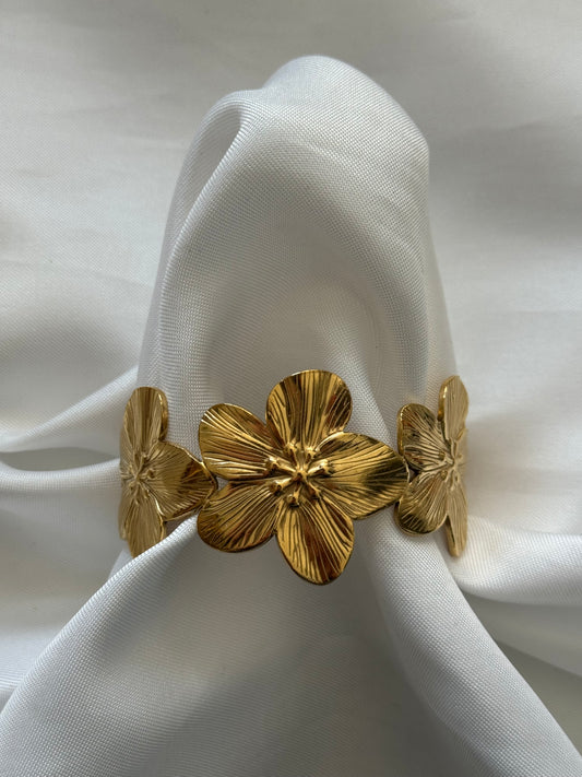 ‘MEGA FLOWER’ bangle - goud/zilver