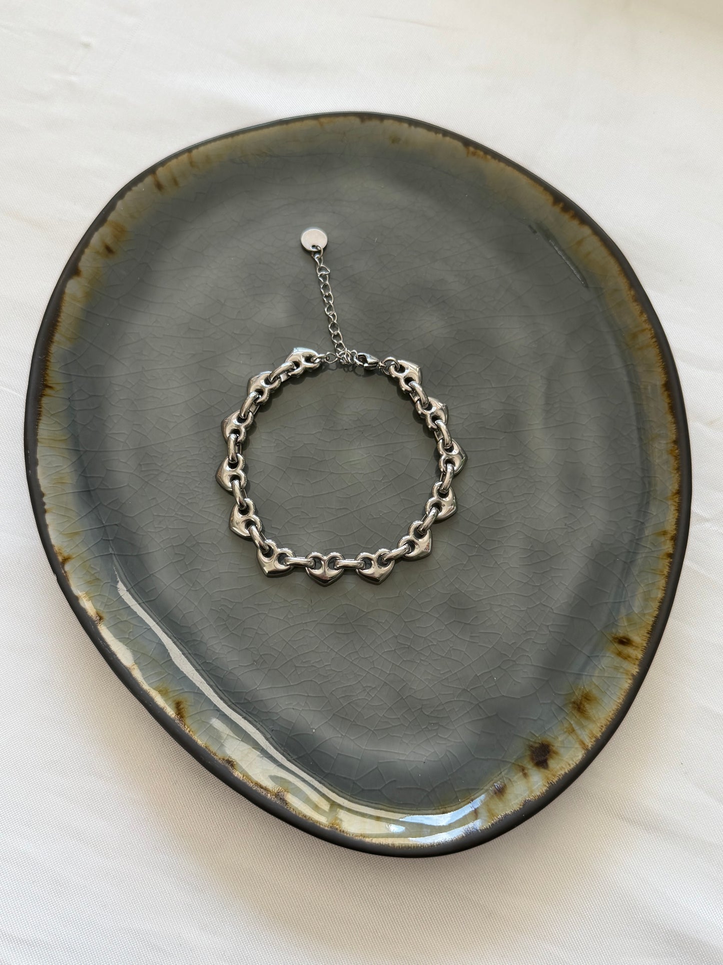 ‘CHUNKY HEARTS’ armband - goud/zilver