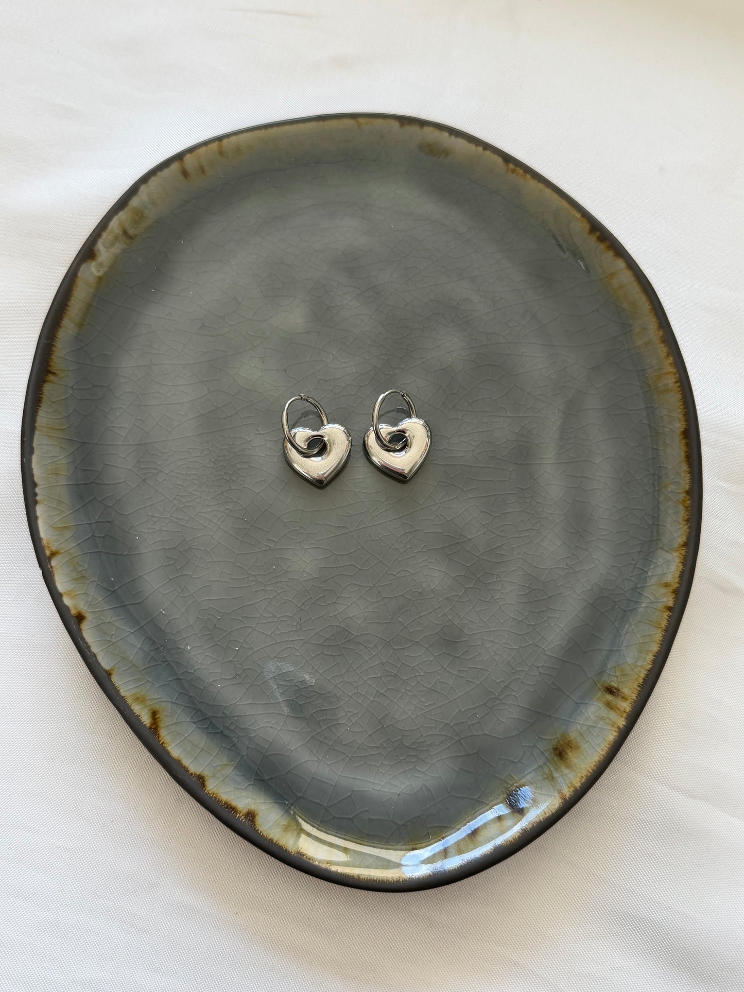 ‘CHUNKY HEARTS’ oorbellen - zilver