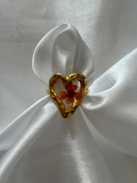 ‘LOVELY HEART’ ring - goud/zilver