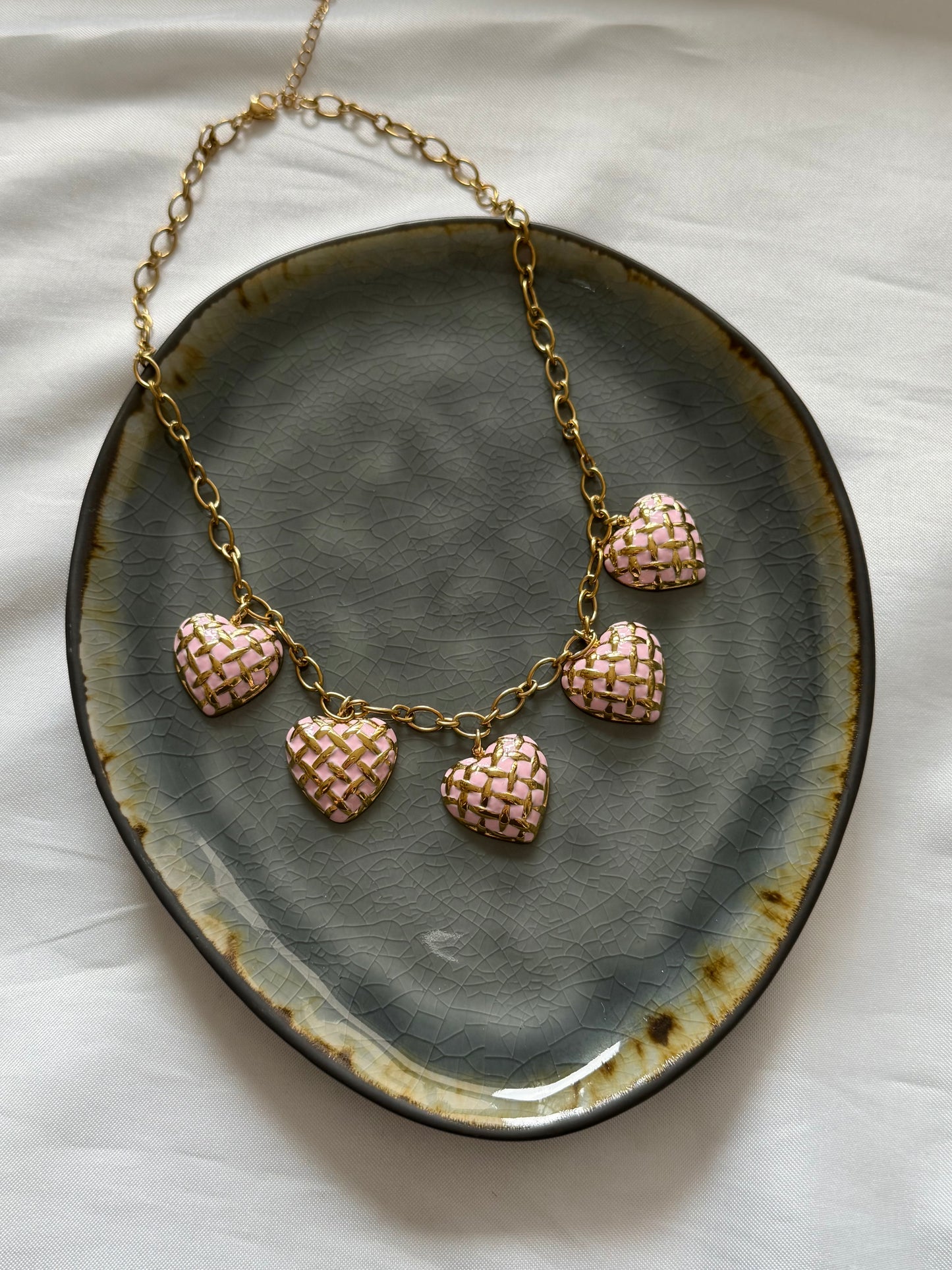 ‘PINK HEARTS’ ketting - goud