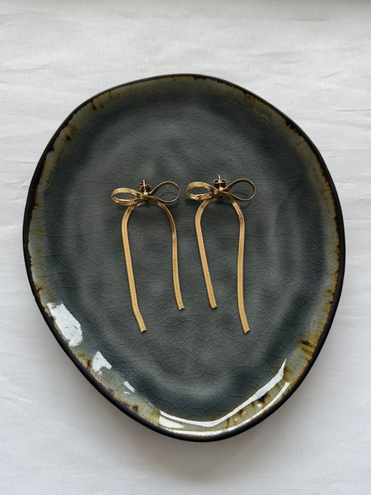 ‘PARTY BOW’ oorbellen - goud/zilver