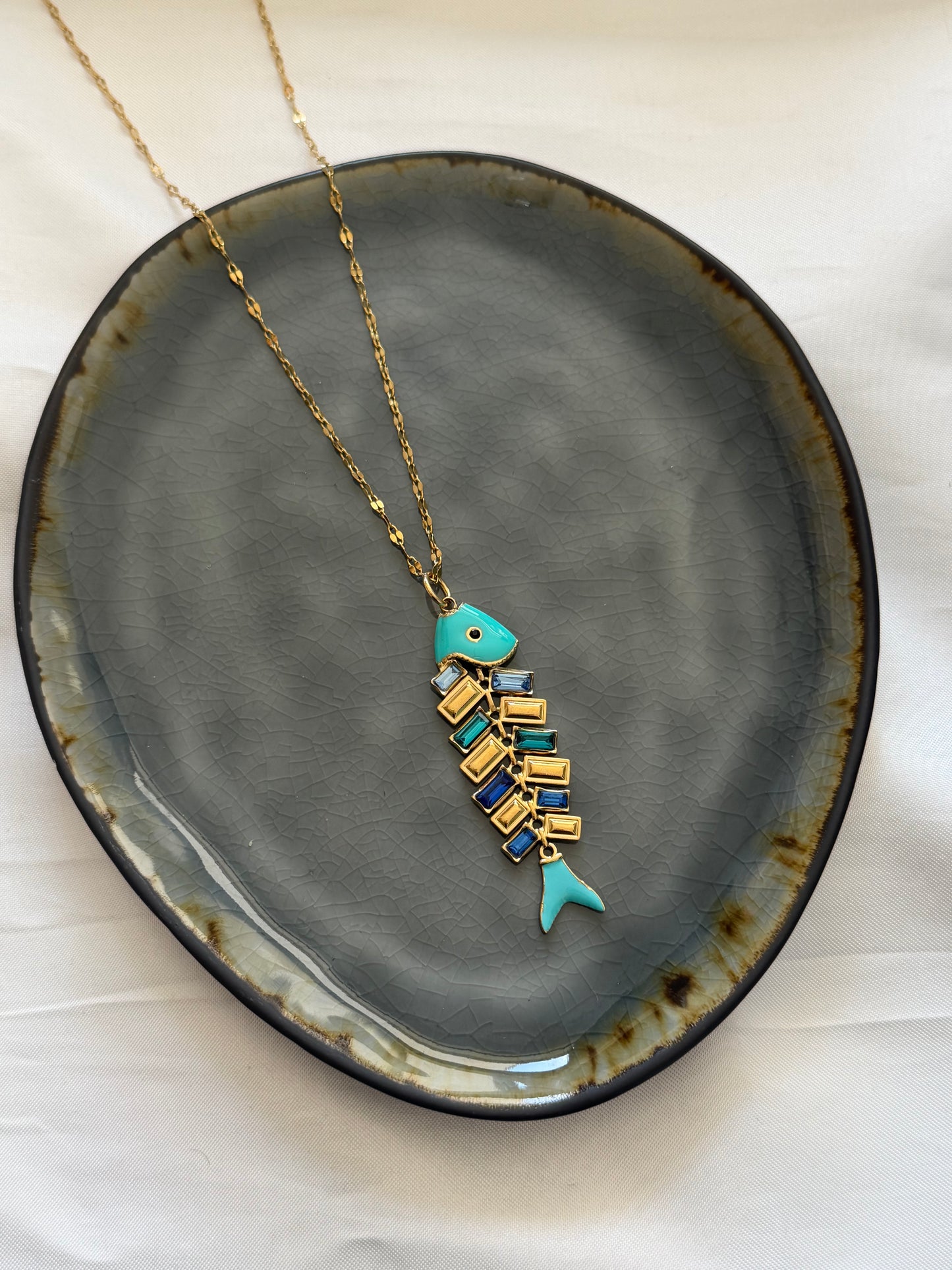 ‘DIAMOND FISH’ ketting - goud