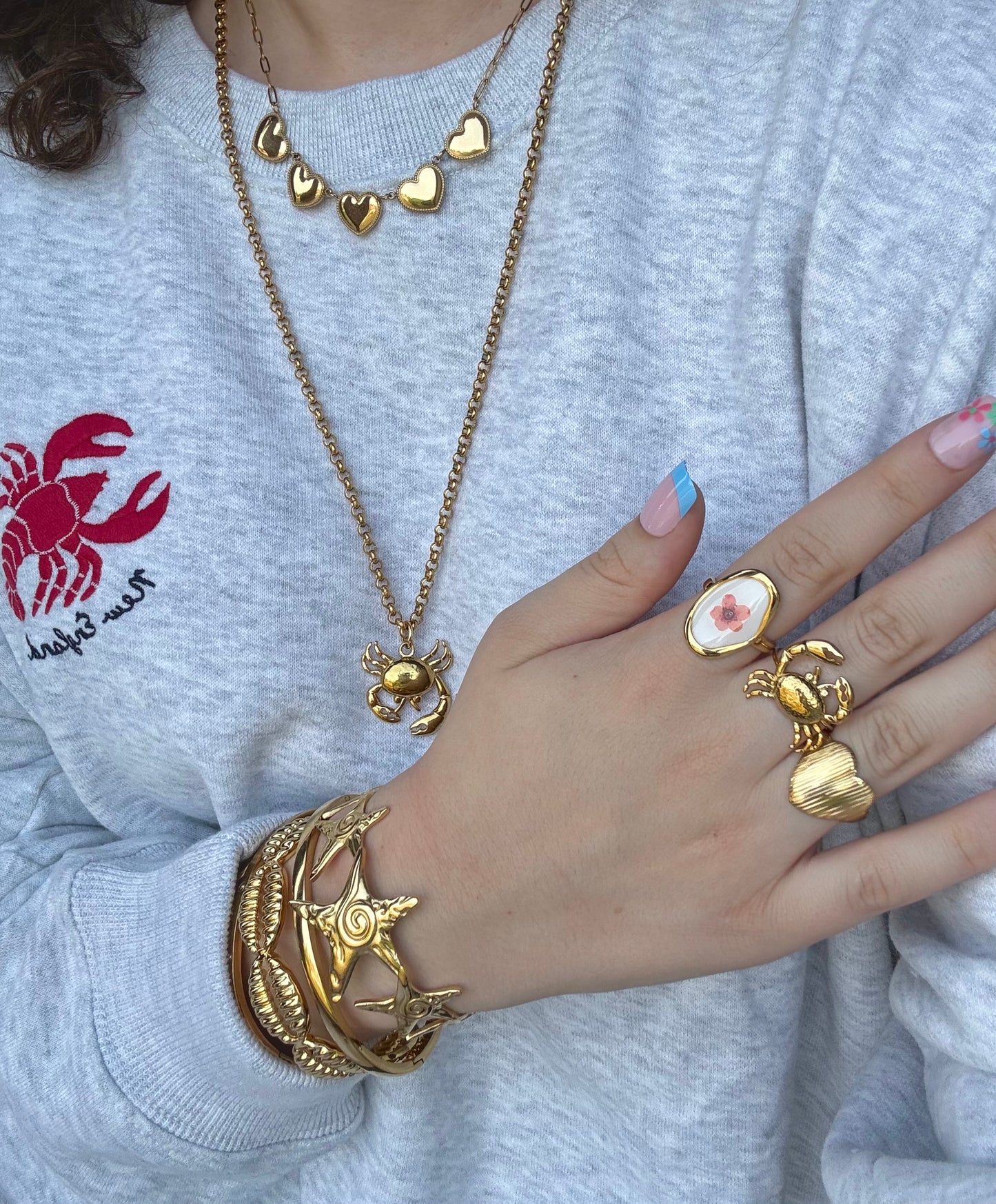 ‘KRAB’ ketting - goud/zilver