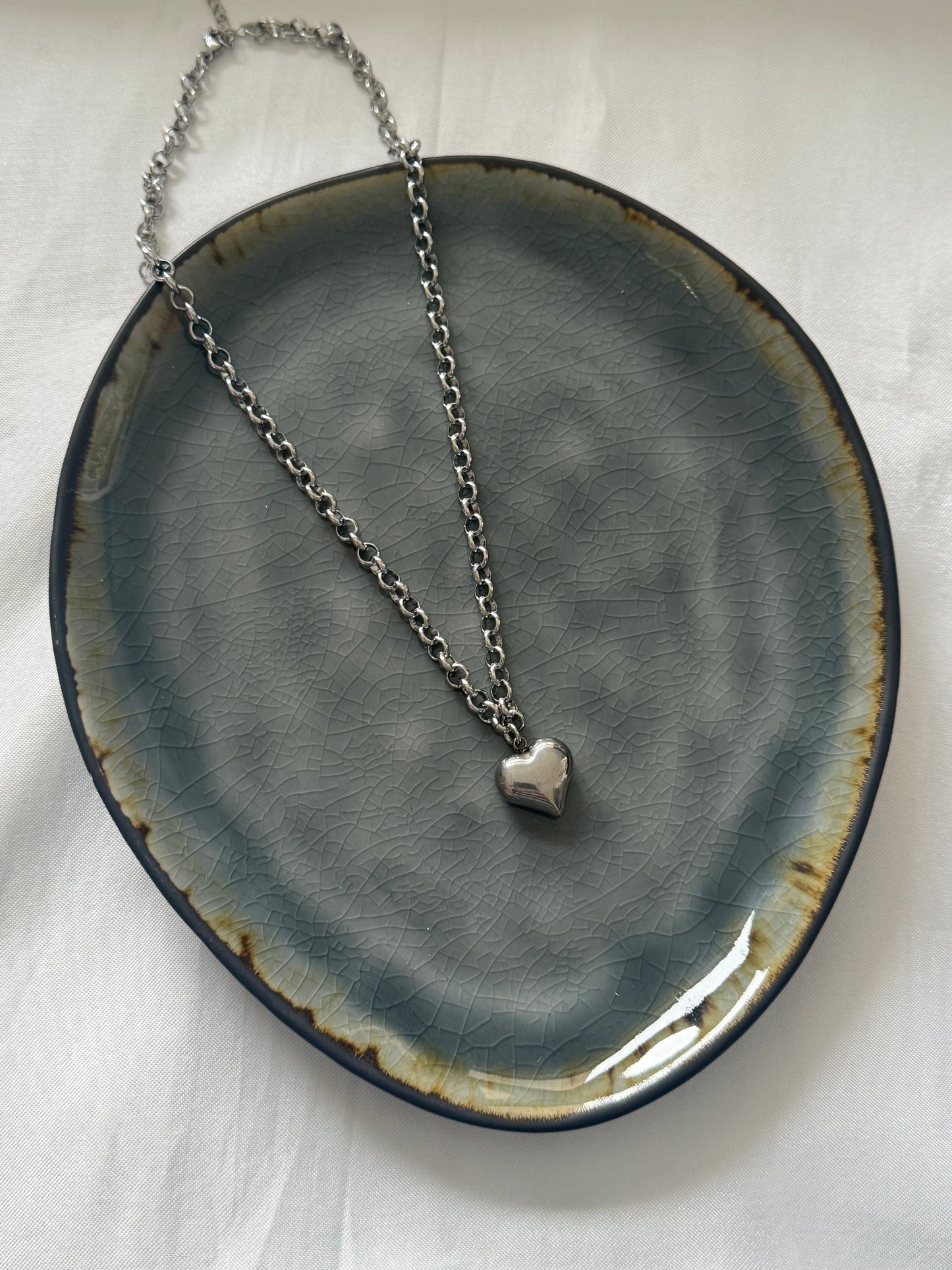 ‘CHUNKY HEART’ ketting - goud/zilver