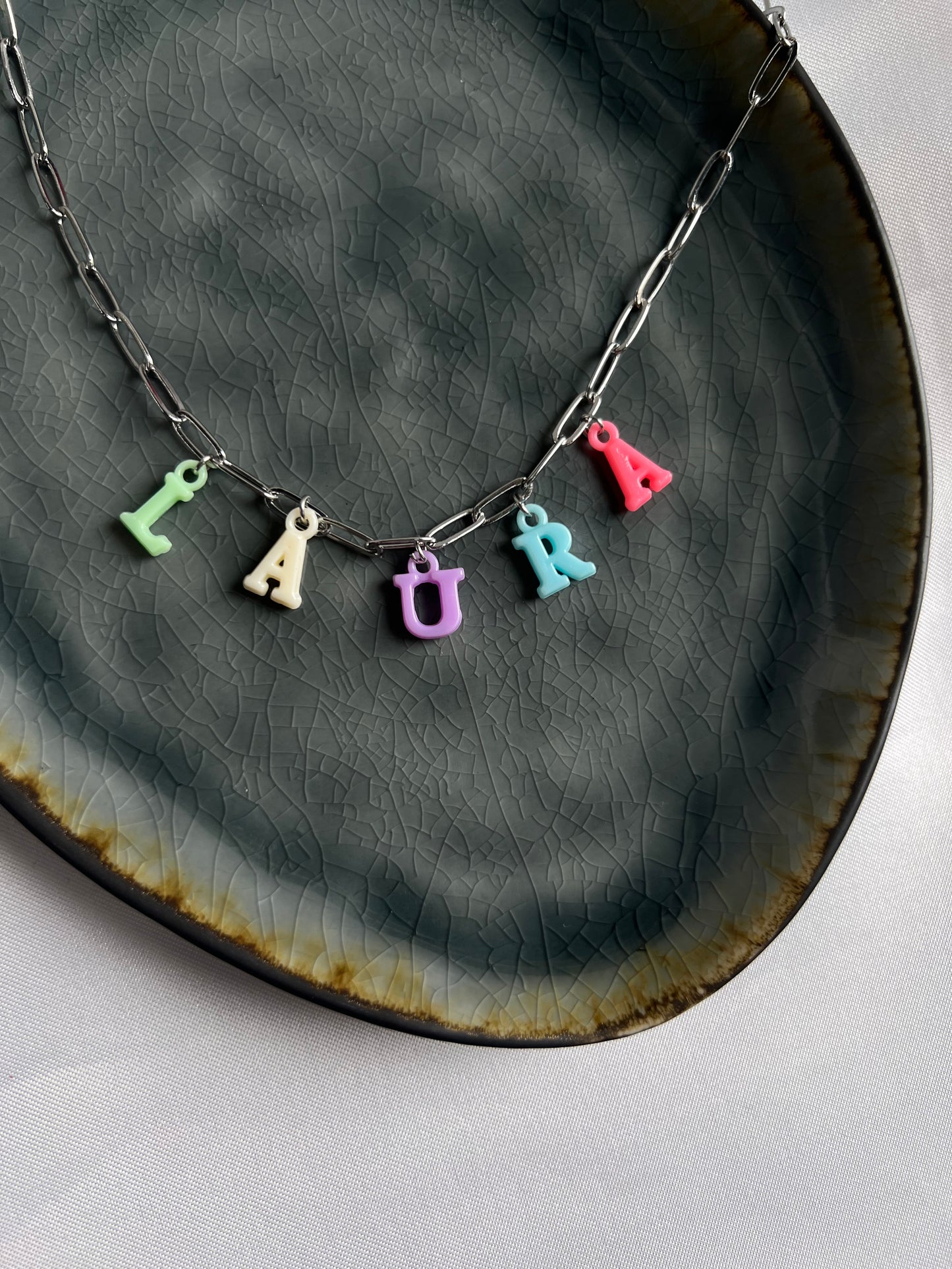 Candy ketting - goud/zilver (eigen tekst)