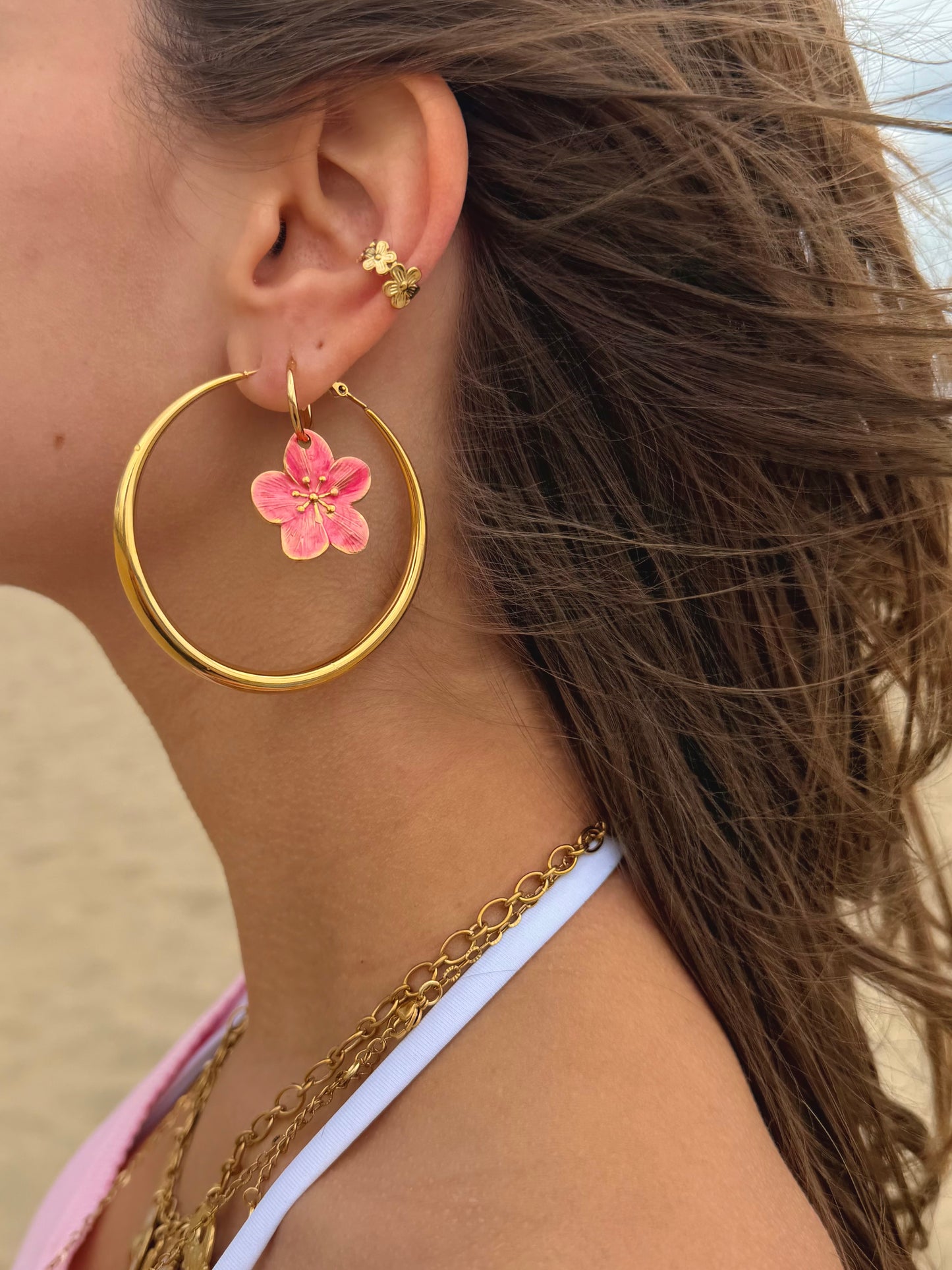 ‘MEGA DIVA HOOPS’ oorbellen - goud/zilver
