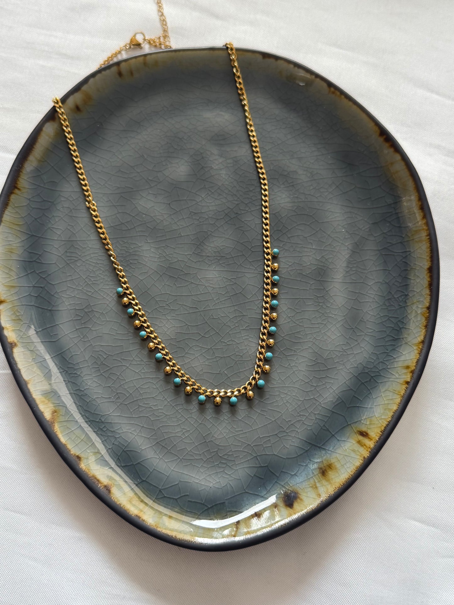 ‘BLUE DOTS’ ketting - goud