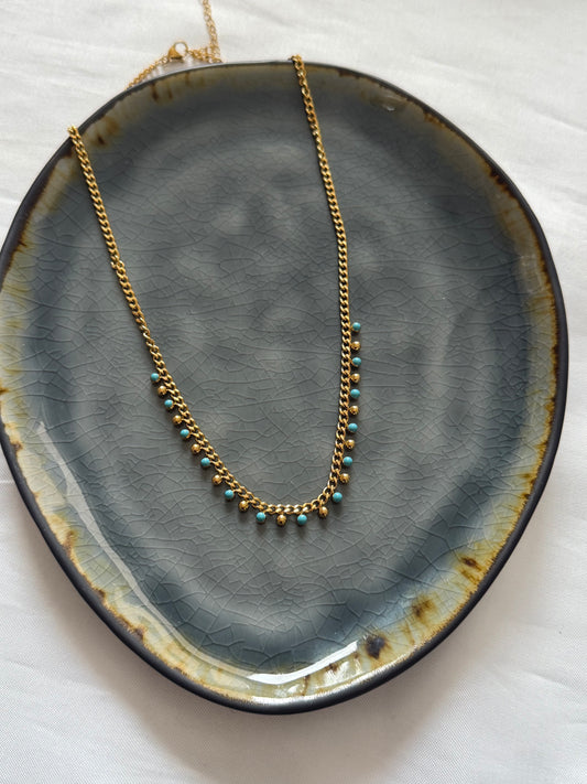 ‘BLUE DOTS’ ketting - goud