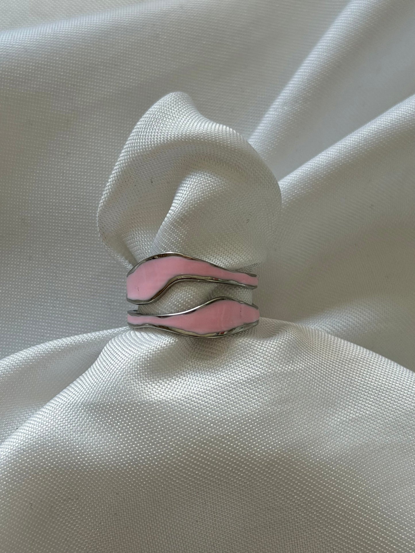 ‘PINK WAVES’ ring - zilver