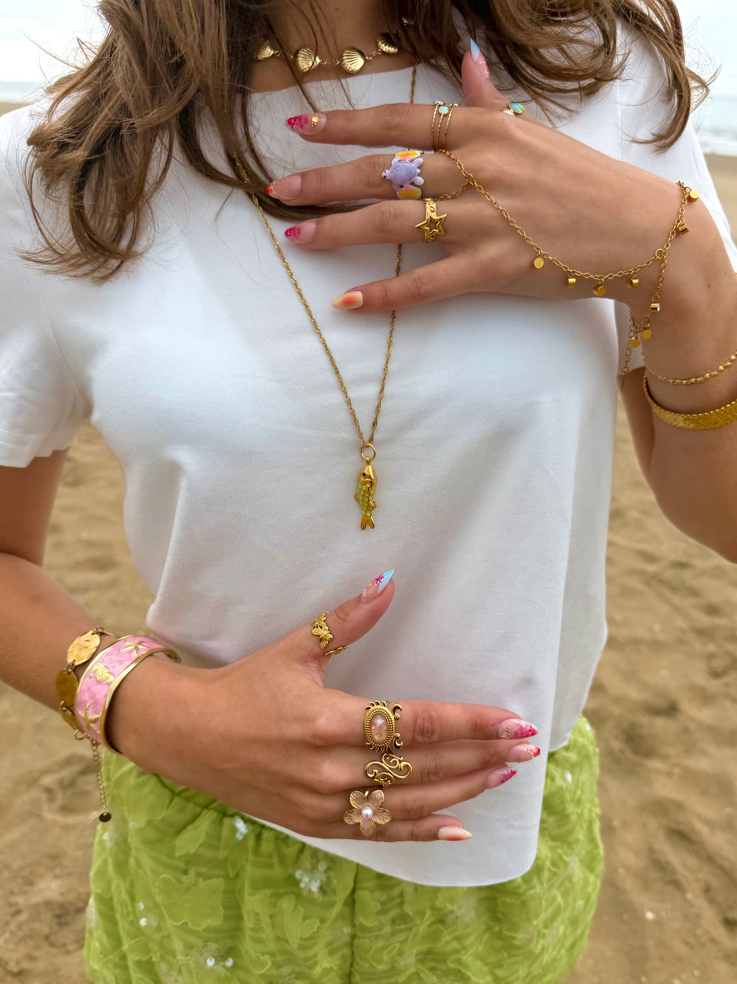 ‘HAPPY FISH’ lange ketting 2.0 - goud