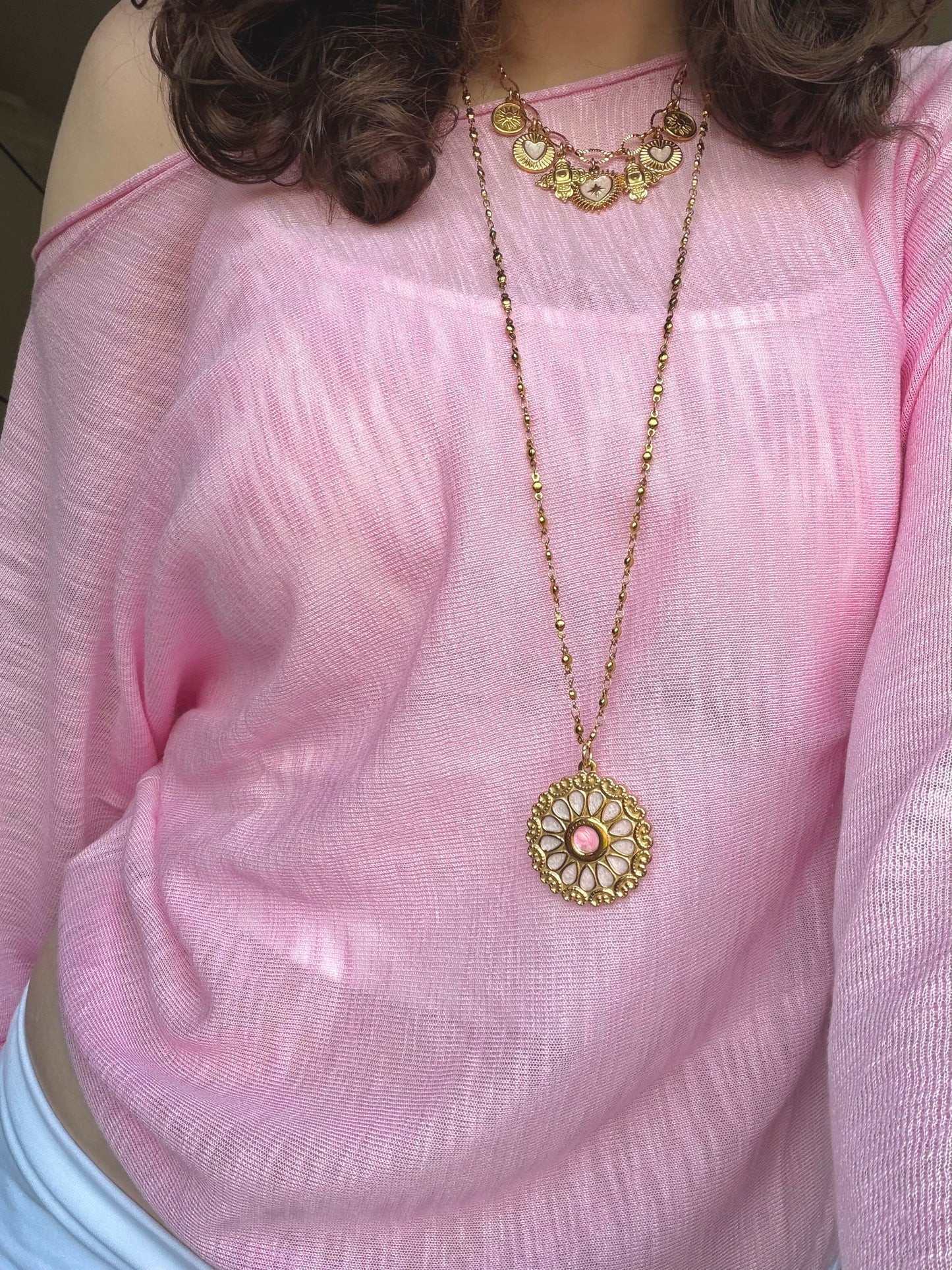 ‘AVERY PINK’ ketting - goud