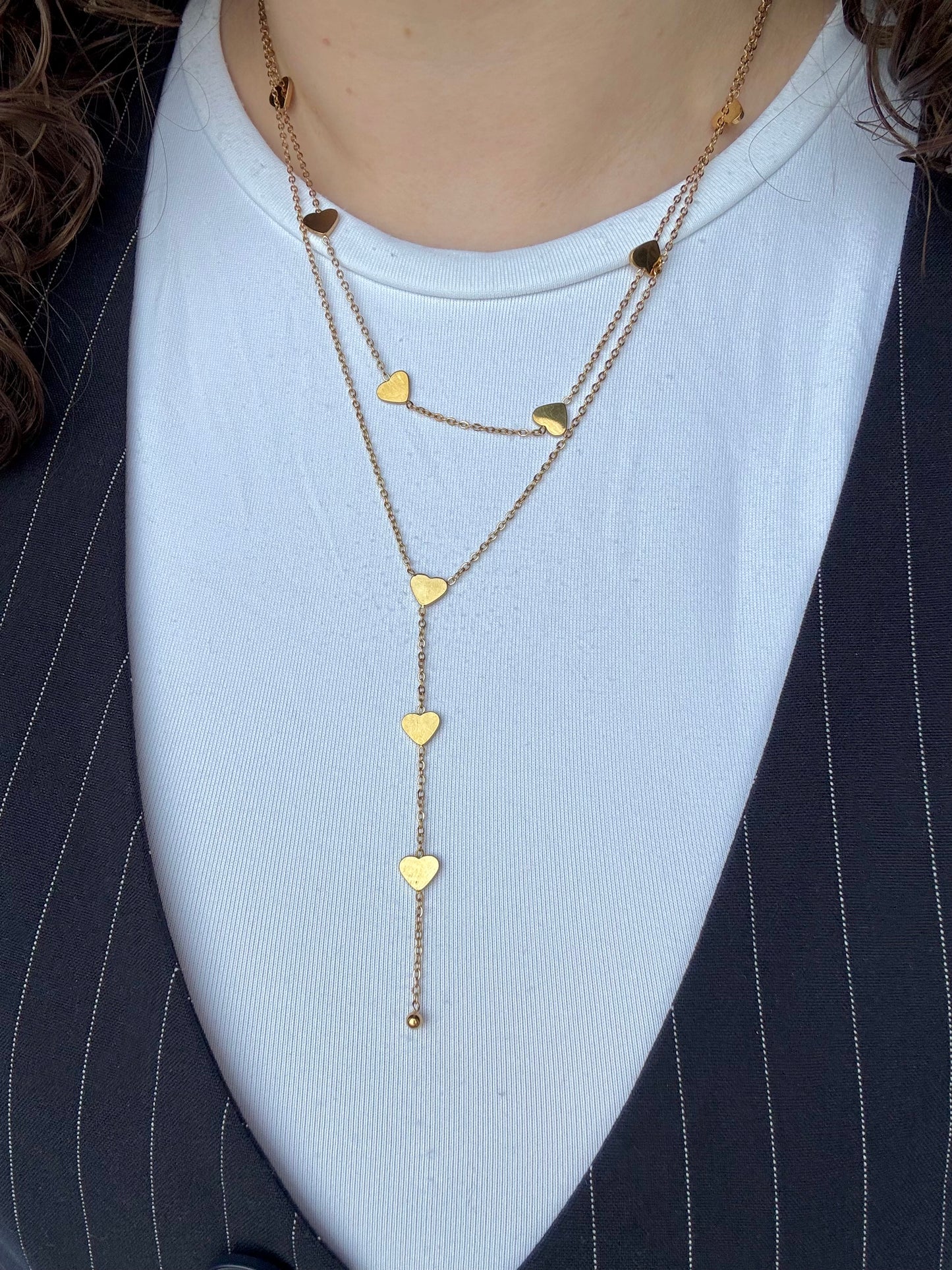 ‘DOUBLE HEARTS’ ketting - goud