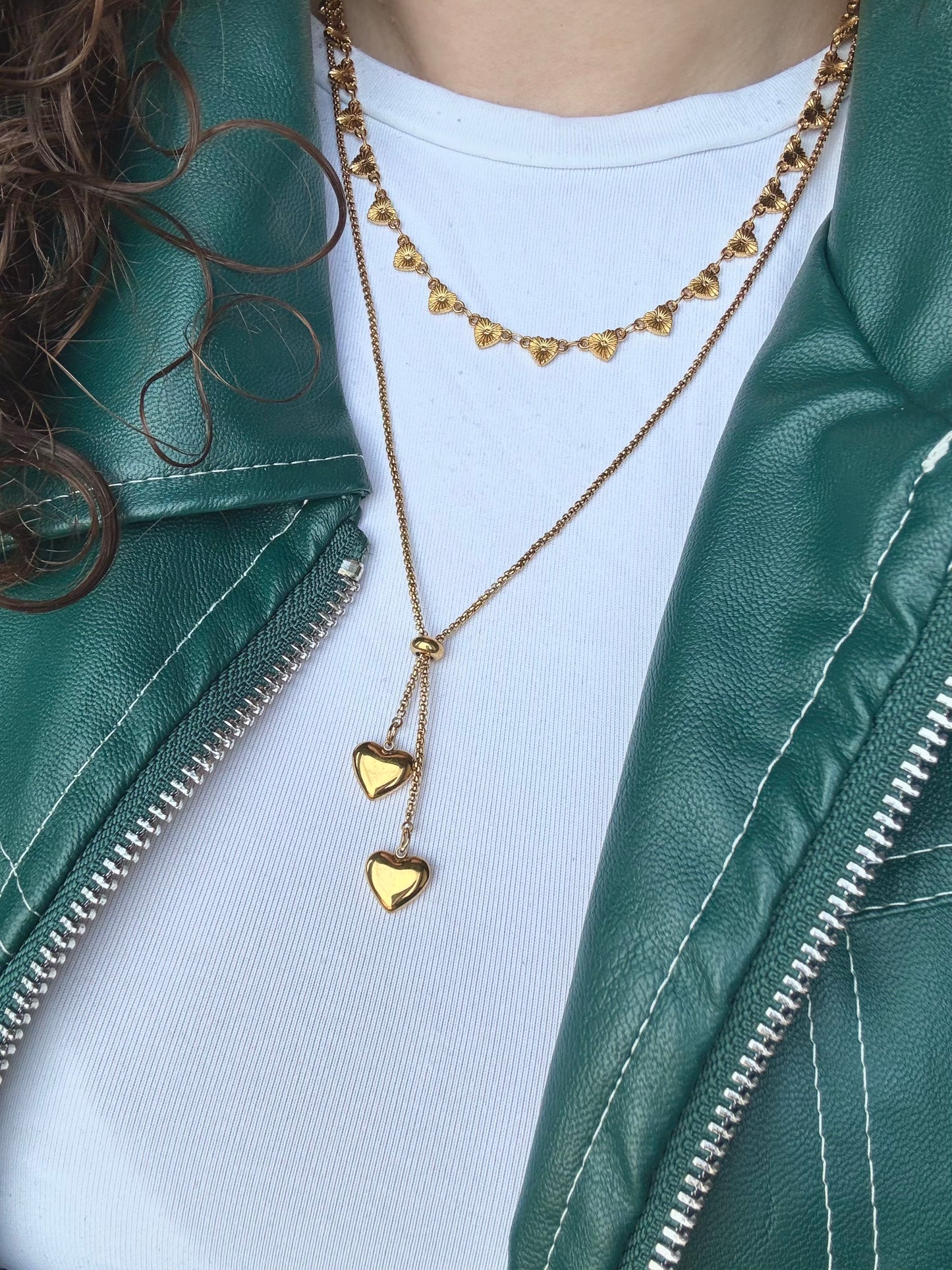 ‘DRIPPING HEARTS’ ketting - goud