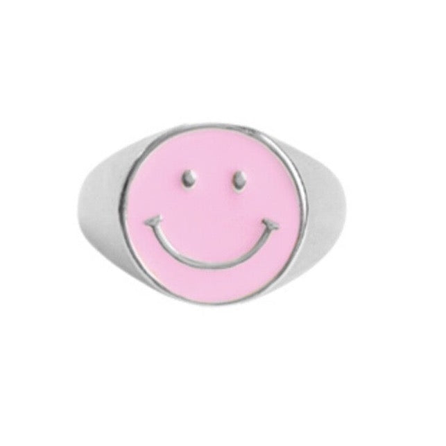 Roze smile ring - goud/zilver