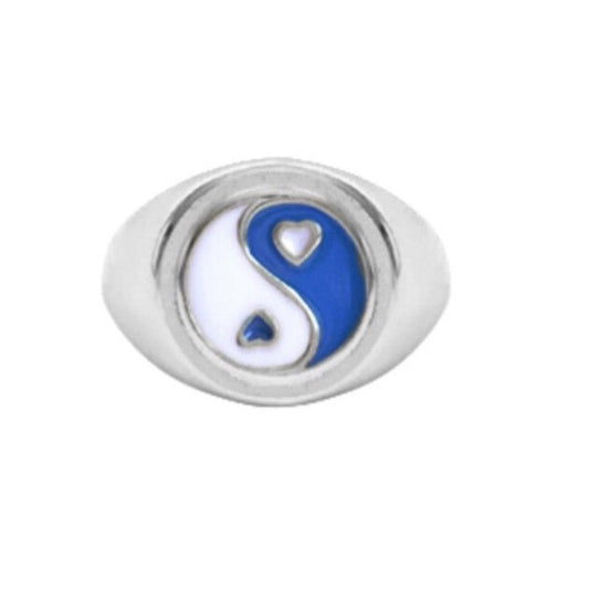 Yin yang ring - zilver