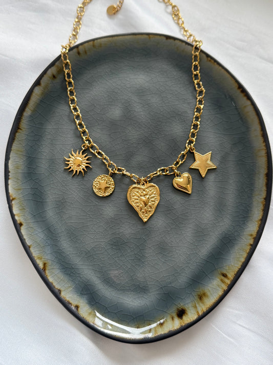 ‘HEART CHARM’ ketting - goud
