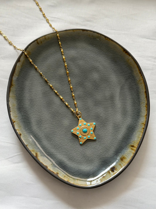 ‘BLUE STAR’ ketting - goud