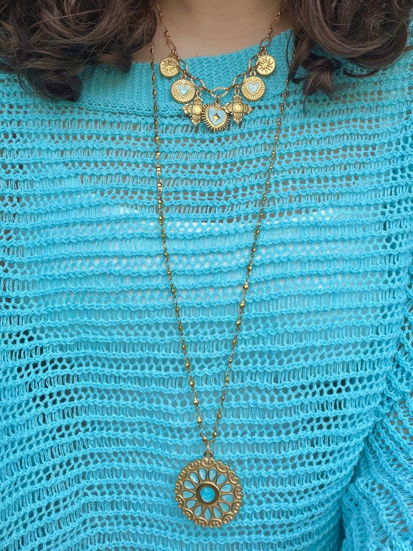 ‘AVERY BLUE’ ketting - goud
