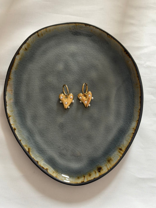 'PEARLY HEART' oorbellen - goud