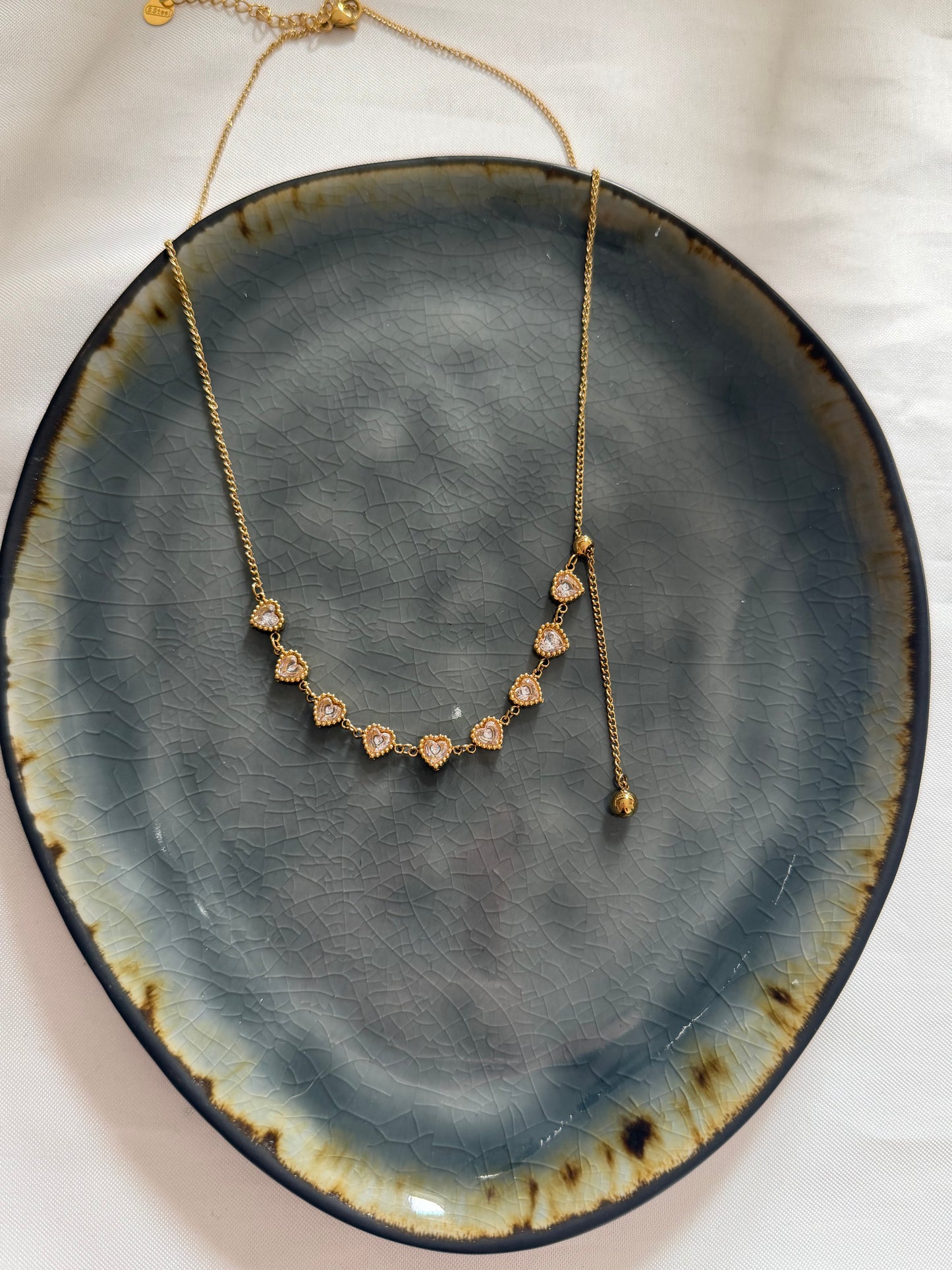 'SHINY HEARTS' ketting - goud