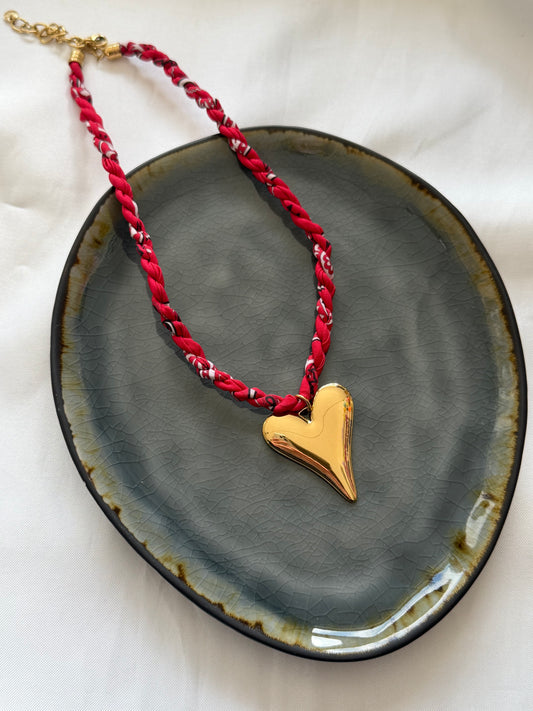 ‘COLOR HEART’ ketting rood - goud