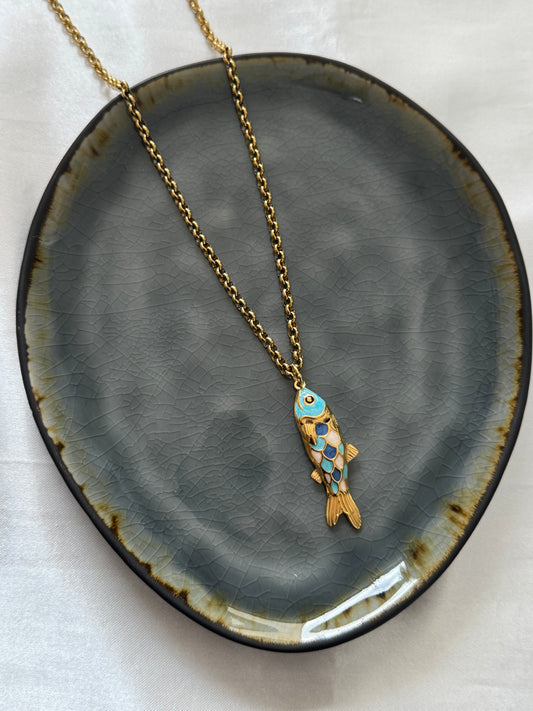 ‘BLUE FISH’ ketting - goud