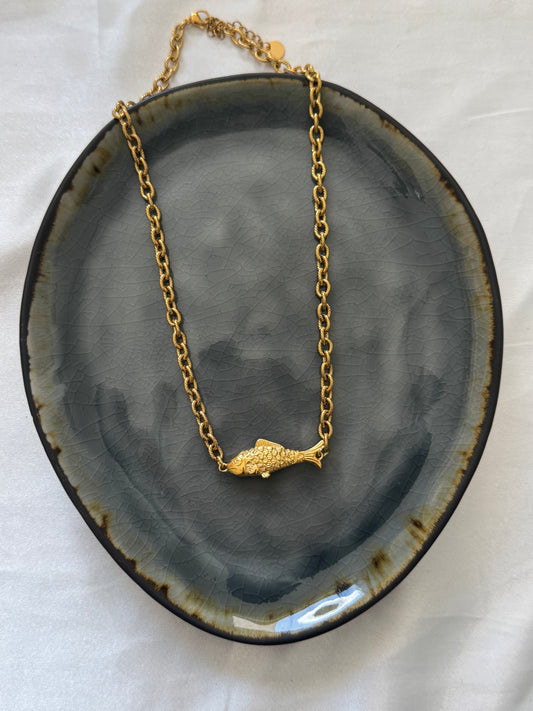 ‘CHUNKY FISH’ ketting - goud