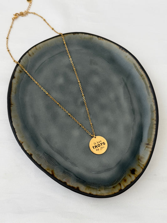 ‘TROTS OP JOU’ ketting - goud/zilver