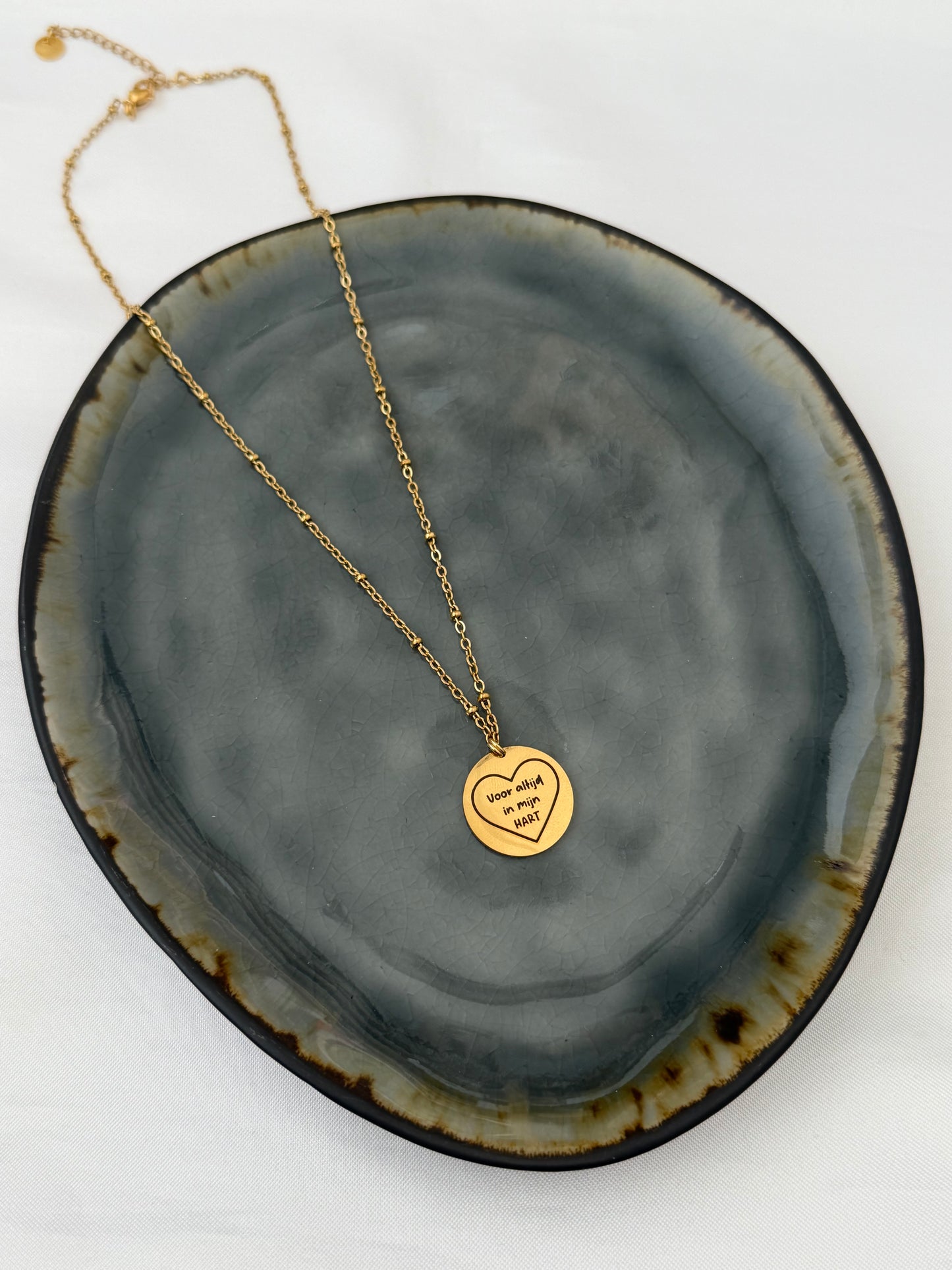 ‘VOOR ALTIJD IN MIJN HART’ ketting - goud/zilver
